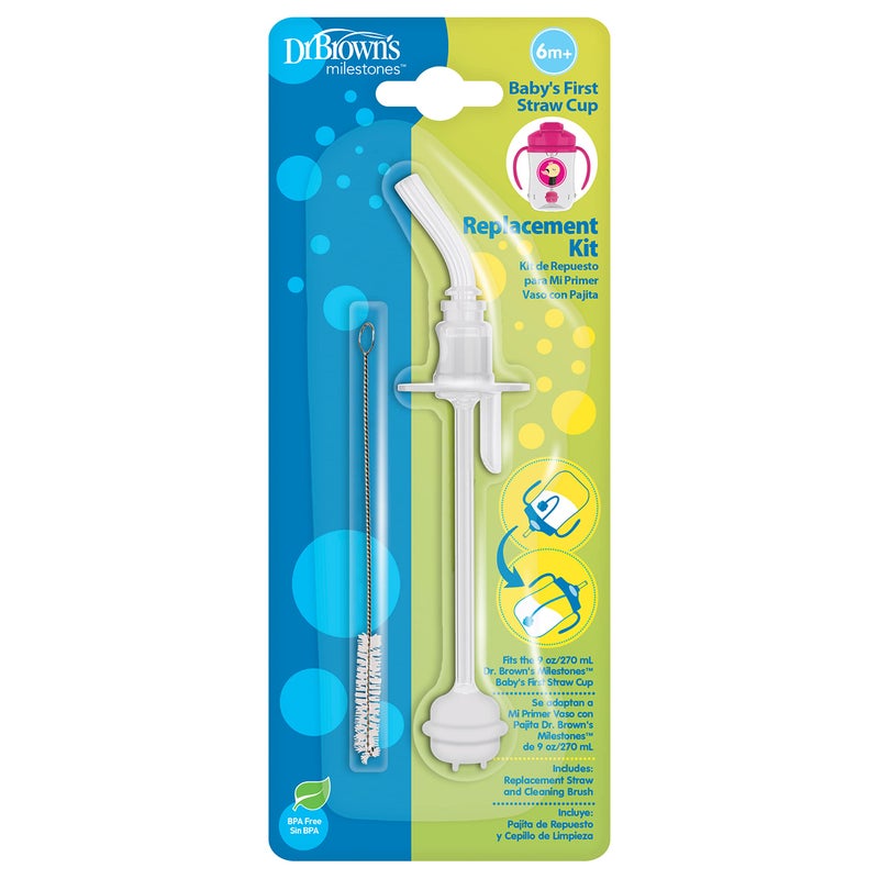 Dr. Brown's Baby's First Straw Cup Straw Replacement Kit with One Straw and One Cleaning Brush, BPA Free - Image 1